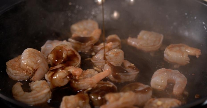 Креветки жареные с наршарабом